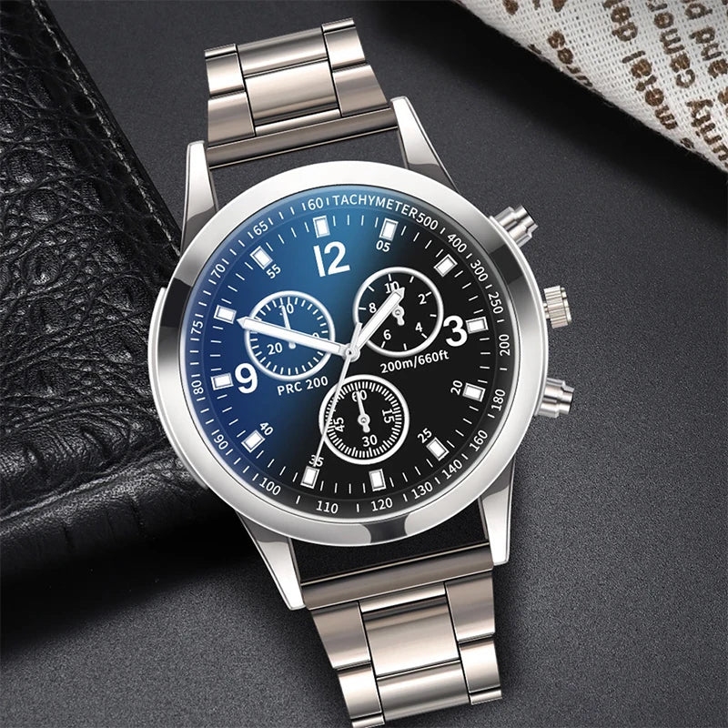 Luxury Men's Business Quartz Watch with Steel Bracelet