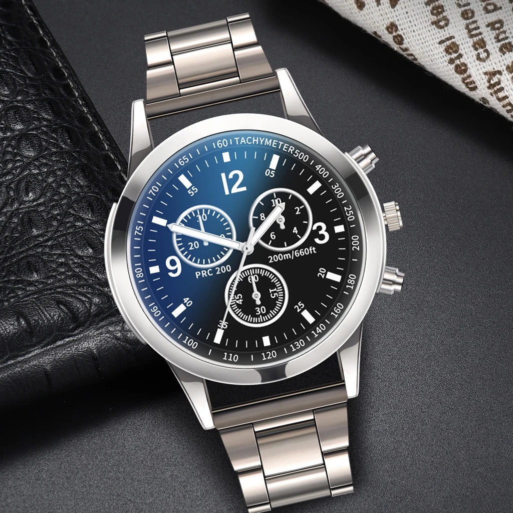 Luxury Men's Business Quartz Watch with Steel Bracelet