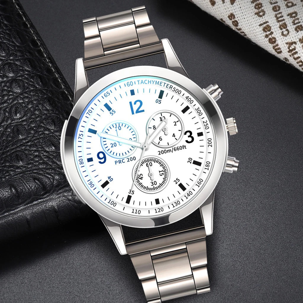 Luxury Men's Business Quartz Watch with Steel Bracelet